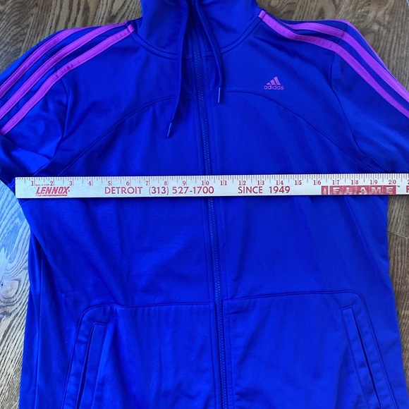 Vintage Adidas track suit top blue and purple three stripes workout layering - Picture 9 of 12